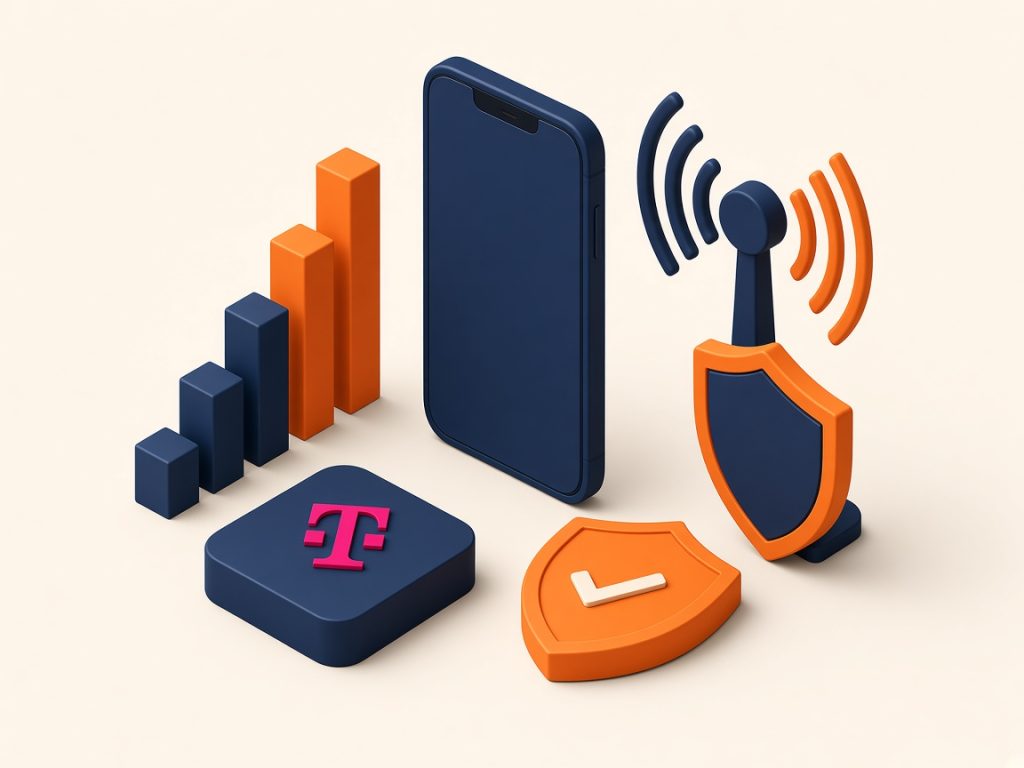 Telekom 9 Isometrische Szene Mit Telekom-Logo Zu Zielgruppe Und Netzqualität
