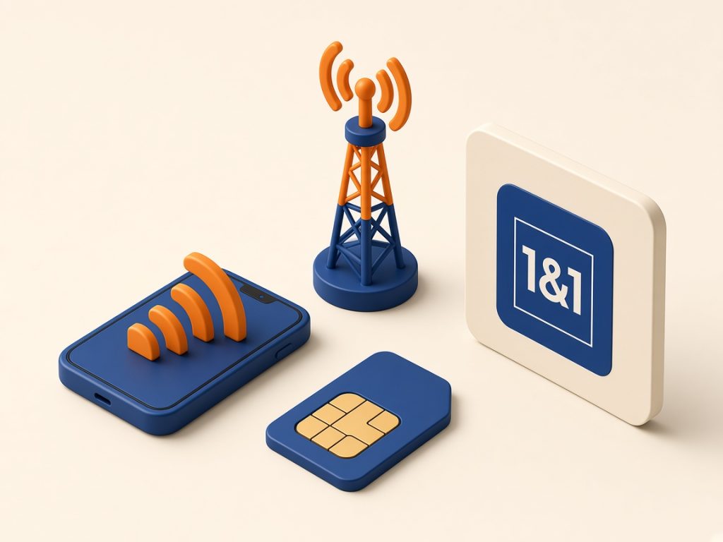 Isometrische Szene Mit Mast Und 1&Amp;1-Logo Zum Netz