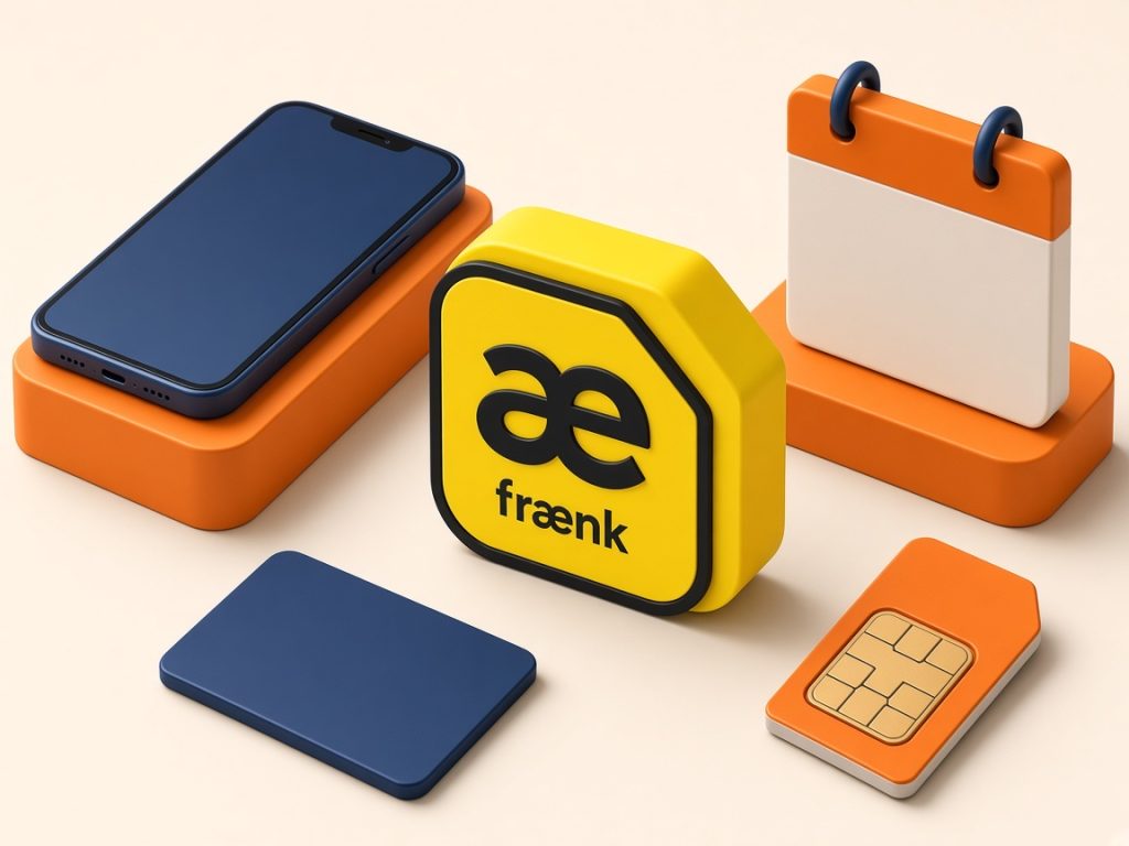 Isometrische Szene Mit Smartphone Und Fraenk-Logo Zur Postpaid-Abrechnung