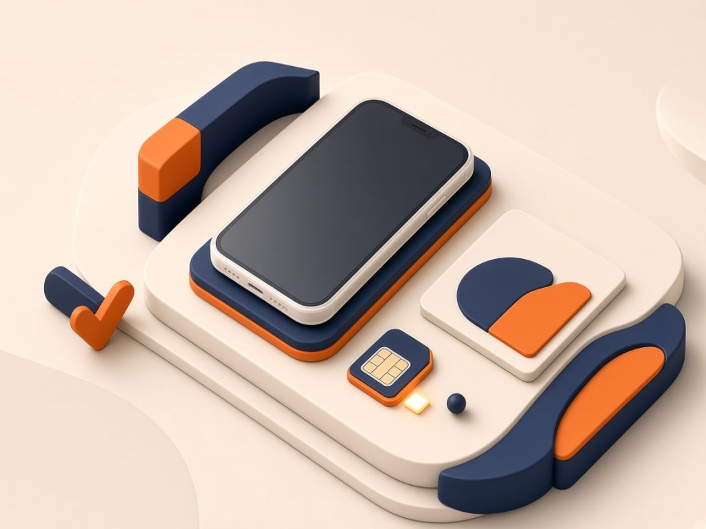 Klarmobil Tarife 2026: D-Netz, 5G, Flex &Amp; Esim 11 Isometrische Szene Mit Smartphone, Sim-Karte Und Esim-Chip Zur Digitalen Aktivierung