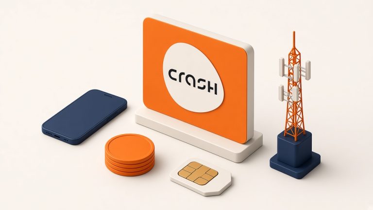 Isometrische Szene Mit Smartphone, Prepaid-Tokens Und Echtem Crash-Logo