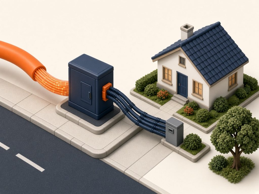 Glasfaser Vs. Dsl 2026: Welcher Anschluss Ist Besser? 10 Isometrische 3D-Illustration Zu Fttc Und Vdsl Mit Glasfaser Bis Zum Straßenverteiler