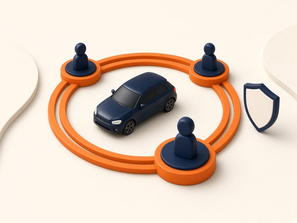 Kfz-Versicherung Berechnen 2026: Was Den Beitrag Bestimmt 10 Isometrische Szene: Auto Mit Fahrertokens Und Schild Zum Fahrerkreis