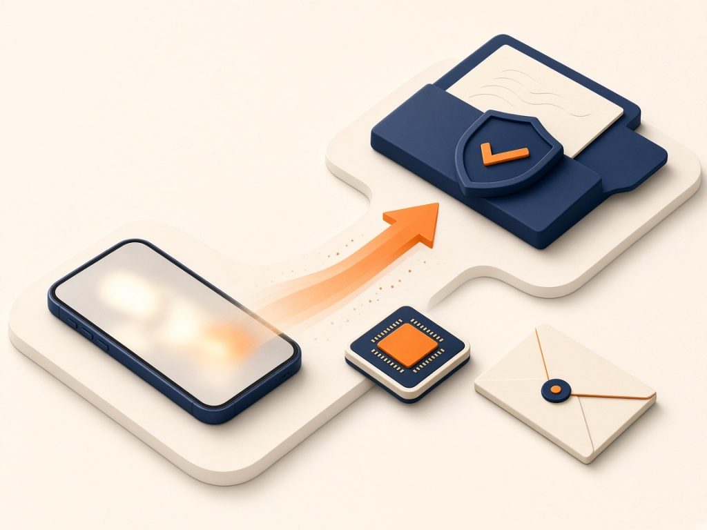 Isometrische Szene: Smartphone Und Evb-Chip Beim Versicherer-Antrag