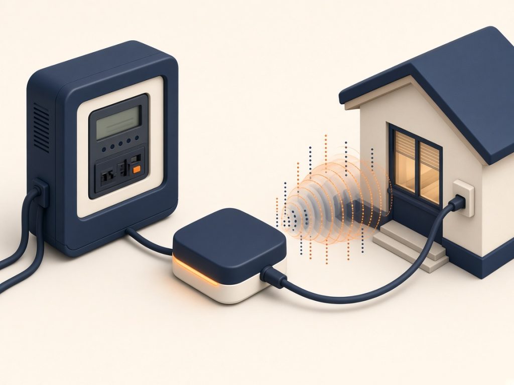 Dynamische Stromtarife 2026: Wie Sie Funktionieren Und Für Wen Sie Sich Lohnen 10 Isometrische Darstellung Eines Smart Meters Mit Gateway Und Hausanschluss