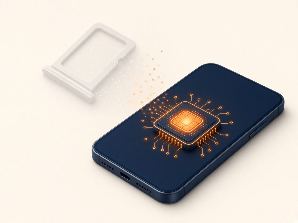 Esim Tarife 2026: Geräte, Aktivierung &Amp; Vergleich 9 Isometrische Szene: Nano-Sim Und Digitaler Esim-Chip Neben Smartphone
