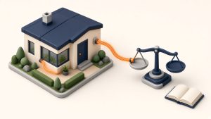 Isometrische 3D-Illustration zum Vergleich von Glasfaser-FTTH und DSL am Hausanschluss