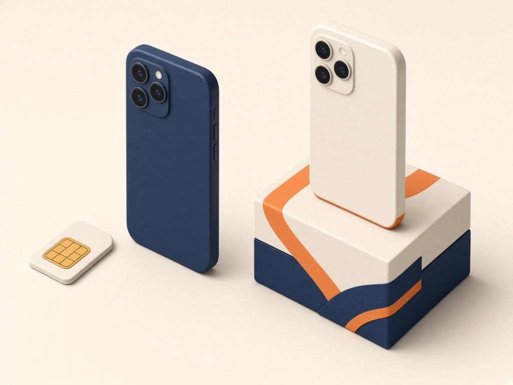 Isometrische Szene Mit Sim-Karte Und Smartphone-Bundle Zum Sim-Only-Vergleich