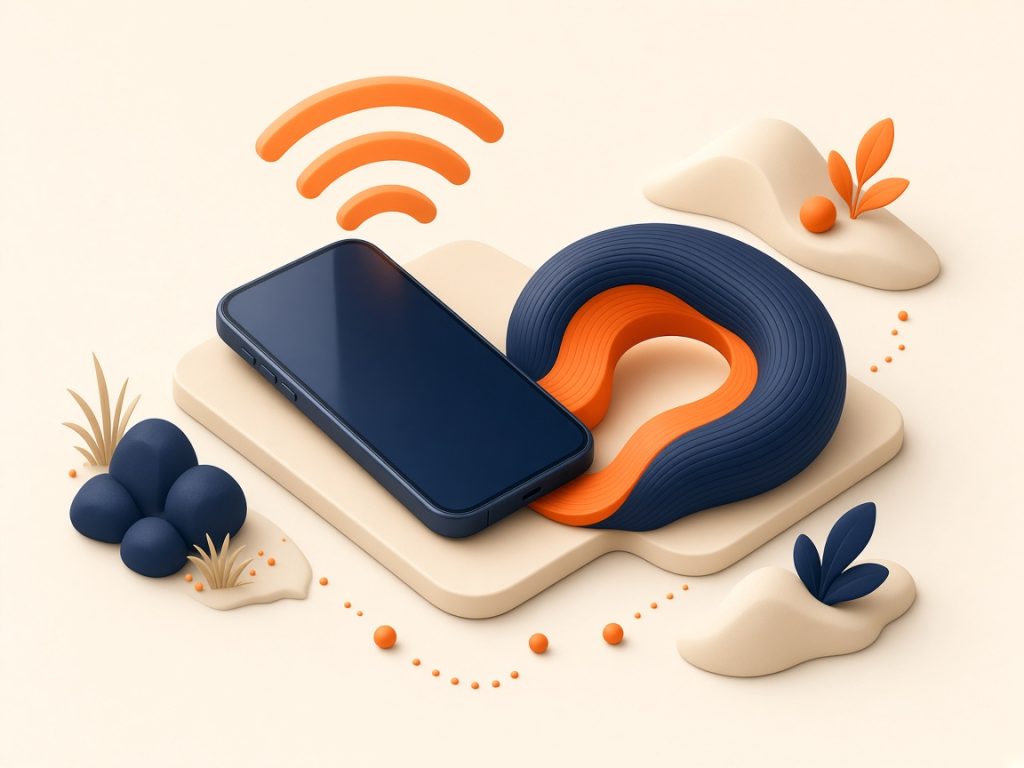 Isometrische Szene Mit Smartphone-Hotspot Und Datenvolumen-Metapher Ohne Zahlen