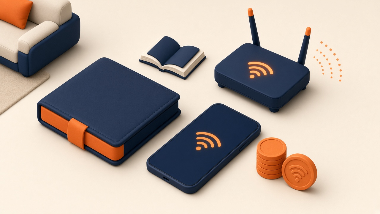 Isometrische Szene Mit Geldbörse, Smartphone Und Router Zu Internet- Und Handykosten