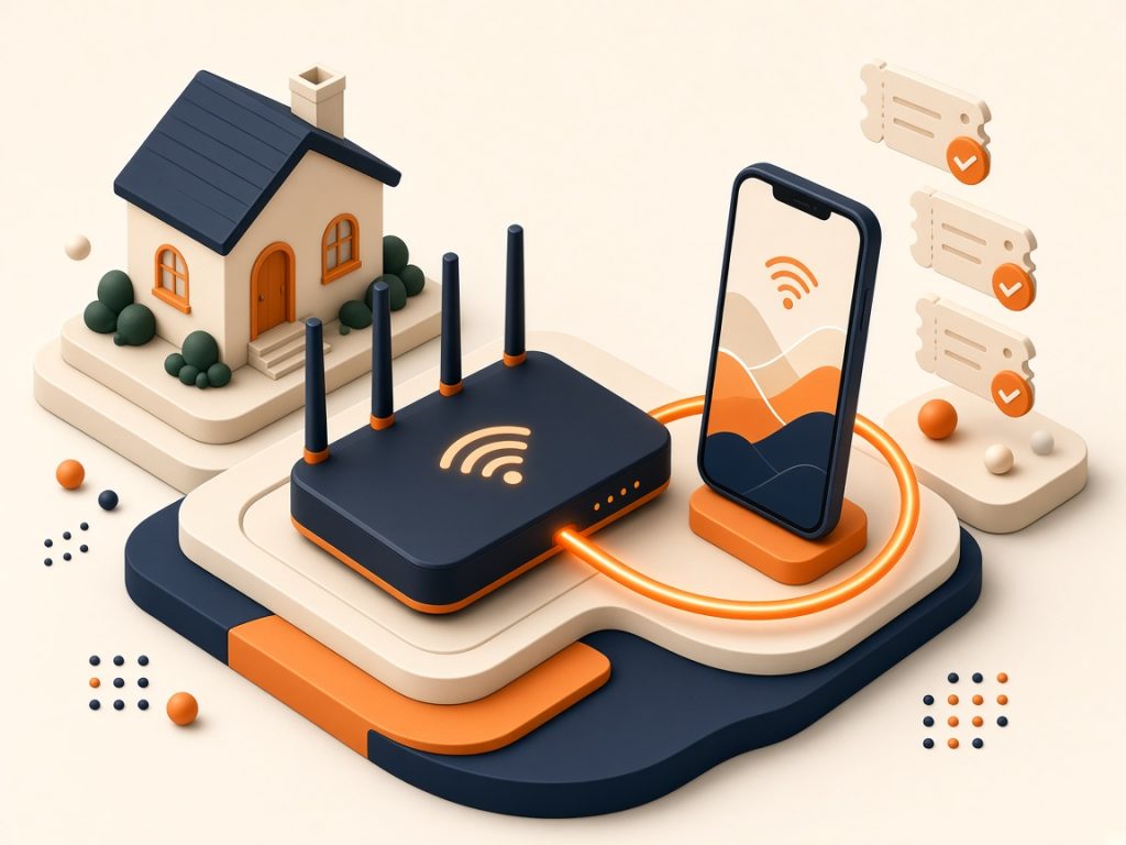 Smartphone Und Router Mit Verbindungsring Als Symbol Für Kombivorteile