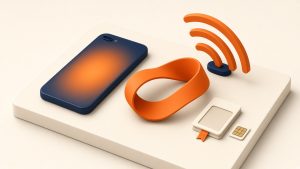 Isometrische Szene mit Smartphone und Endlosschleife für Unlimited-Daten
