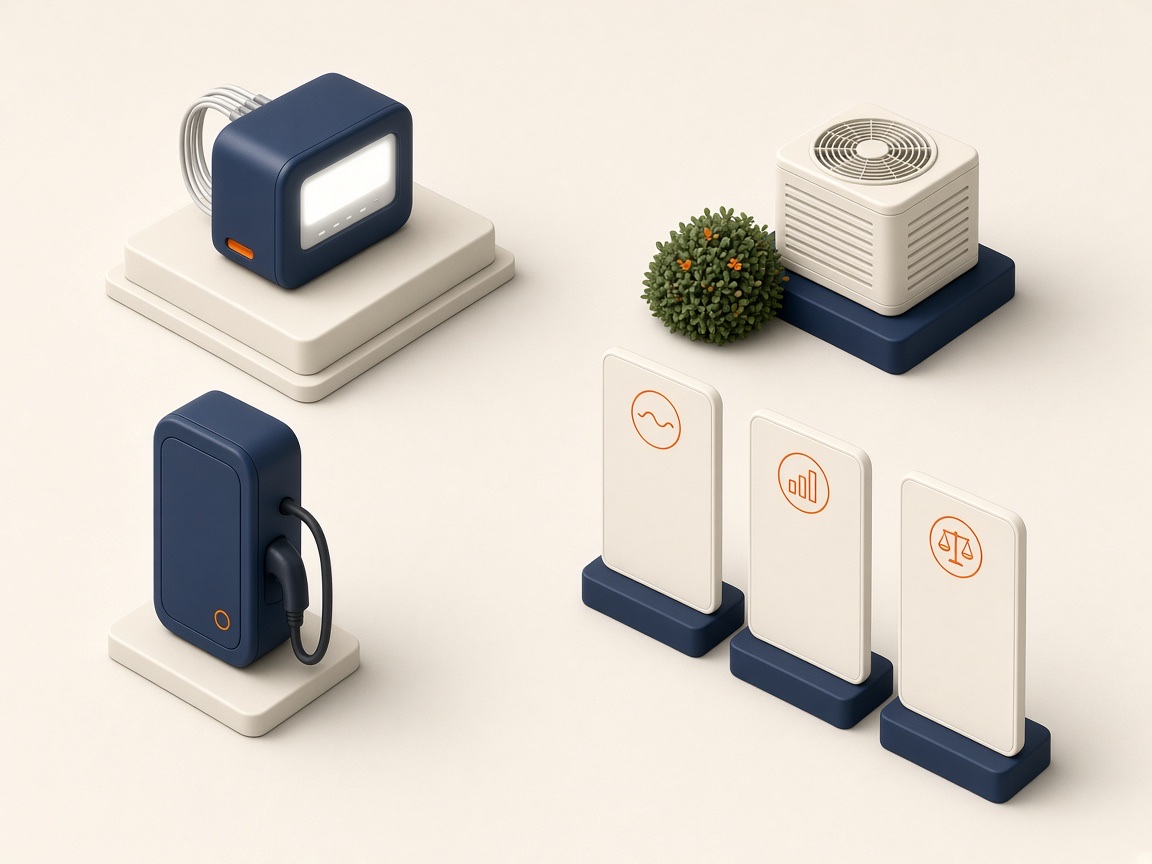 Isometrische Szene Mit Smart Meter, Wallbox Und Tarif-Karten Für Dynamische Tarife