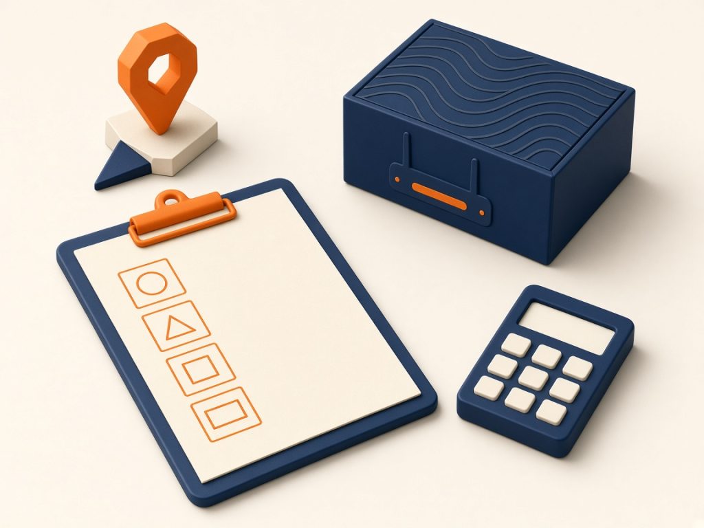 Isometrische 3D-Illustration: Checkliste Und Router Vor Bestellung Eines Internettarifs