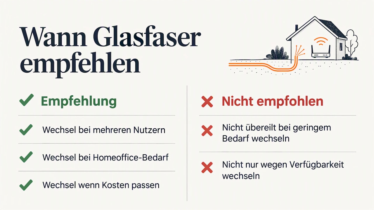 Glasfaser Sinnvoll: Für Wen Sich Der Anschluss 2026 Lohnt 10 Tarifly-Perspektive: Wann Wir Glasfaser Empfehlen Und Wie Wir Helfen — Overview Diagram