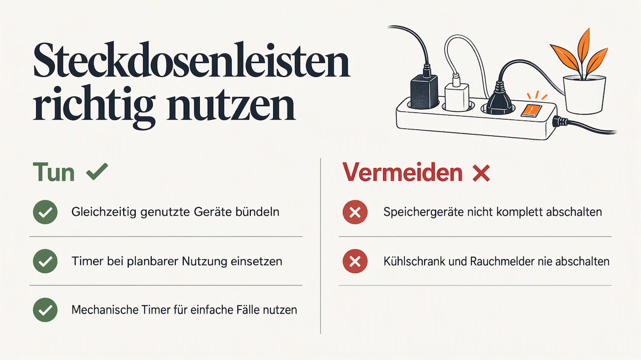Stromkosten Senken Im Haushalt: Die Wirksamsten Hebel 10 Mehrfachsteckdosen Mit Schalter Und Zeitschaltuhren Richtig Einsetzen — Overview Diagram