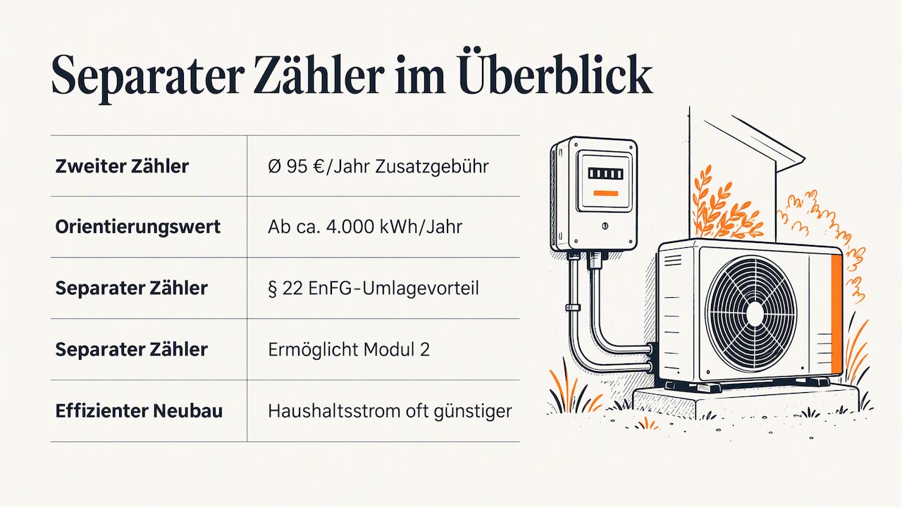 Wärmepumpenstrom-Tarif 2026: Anbieter, Zähler Und Module Im Vergleich 9 Ein Zähler Und Separater Zähler Im Kostenvergleich